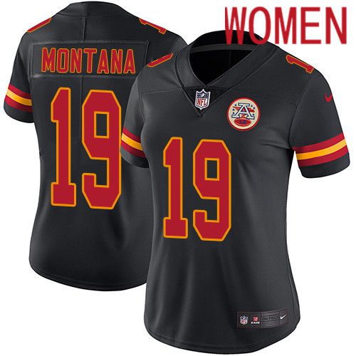 Women Kansas City Chiefs #19 Joe Montana Nike Black Vapor Limited NFL Jersey->women nfl jersey->Women Jersey